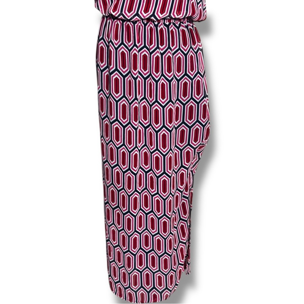 Banana Republic Red/White/Black Geometric Pattern Cutout Sleeveless Maxi Dress - Picture 3 of 16